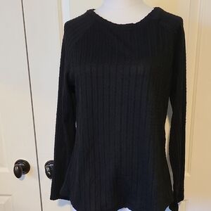 NWT Jenny Boston Black Cable Knit Black Sweater